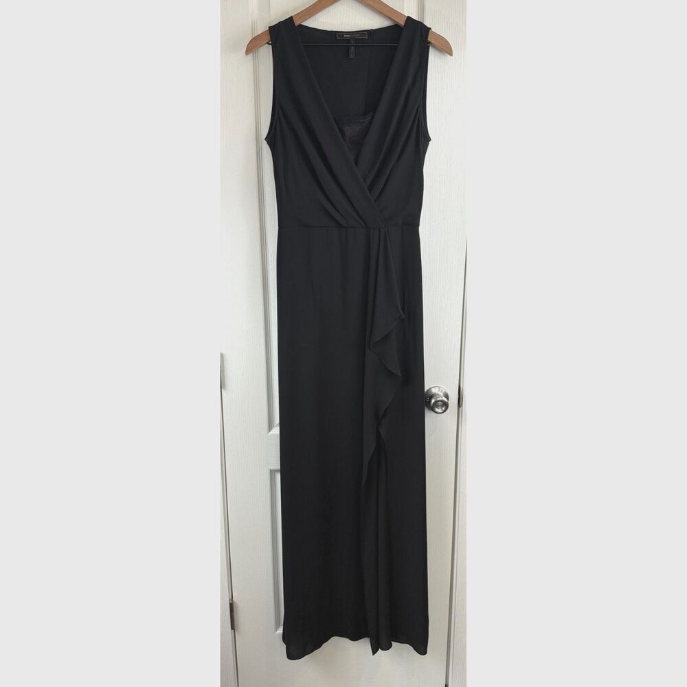 Bcbg Maxazria Women's Black Koko Lace Trim Blouson Maxi Gown Dress Size 4